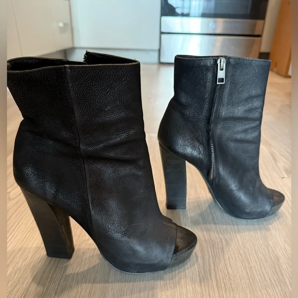 All Saints Black Peep-Toe Heeled Boots EU 39 - Picture 3 of 8